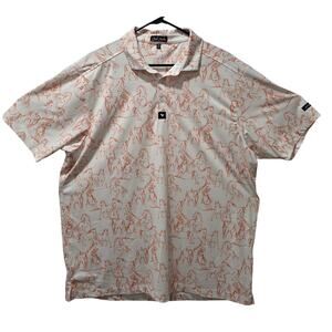 Bad Birdie Core Wild Horses Performance Golf Polo size 2XL White/Orange Stretch